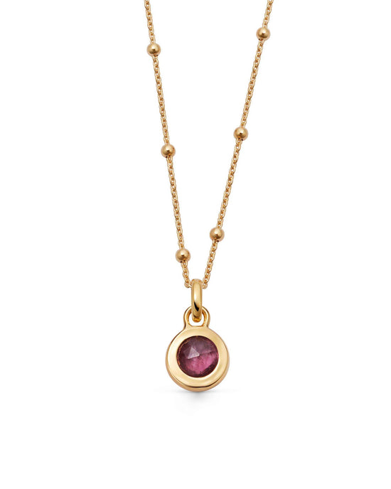 Gold October Pink Tourmaline Birthstone Pendant Necklace