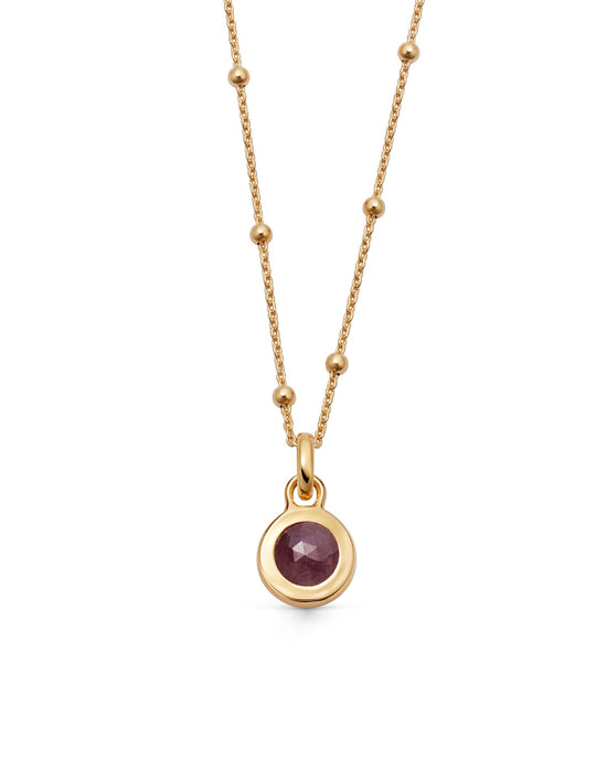 Gold July Ruby Birthstone Pendant Necklace