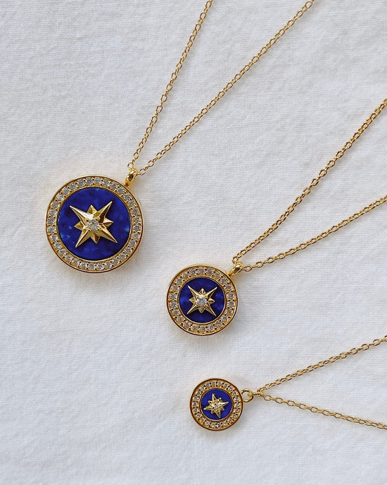 Gold Polaris Lapis Locket Necklace
