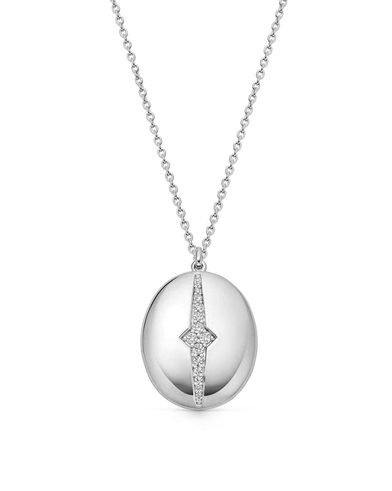 Silver Luna Light Oval Locket Necklace