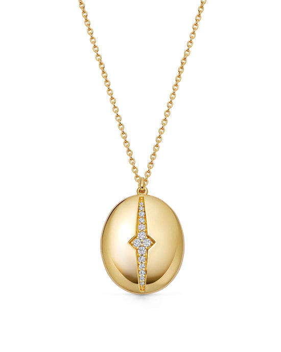 Gold Luna Light Oval Locket Necklace