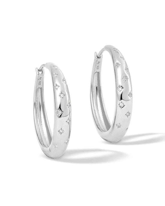 Silver Maxi Tiny star Hoop earrings