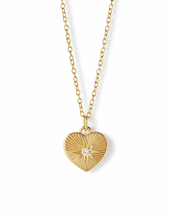 Gold Biography Heart Pendant Necklace