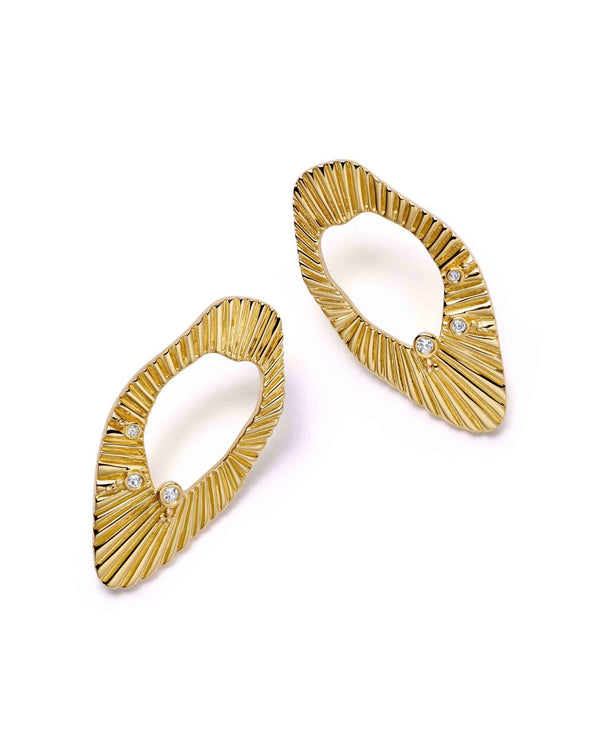 Gold Raye Statement Hoop Stud Earrings