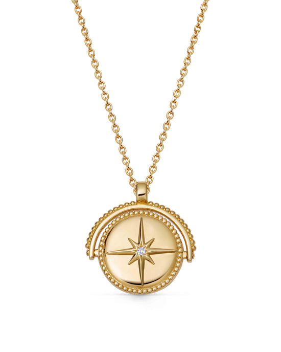 Gold Celestial Spinner Locket Necklace