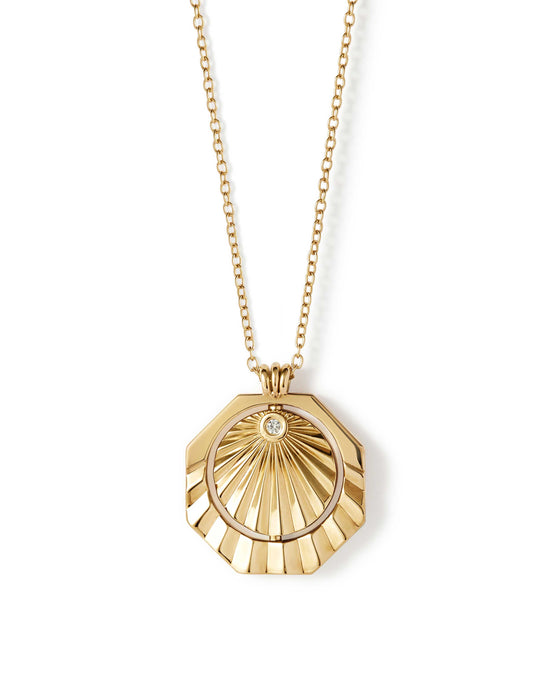 Gold Celestial Sunrise Spinner Necklace