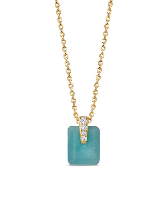 Gold Deco Amazonite Pendant Necklace