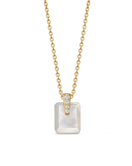Gold Deco Mother of Pearl Pendant Necklace