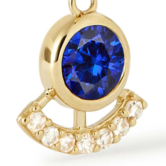 Solid Gold Sapphire and Diamond Drop Earrings