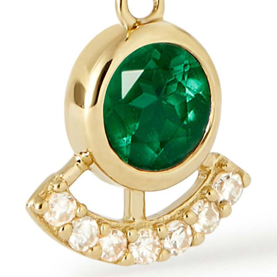 Solid Gold Emerald and Diamond Drop Earrings