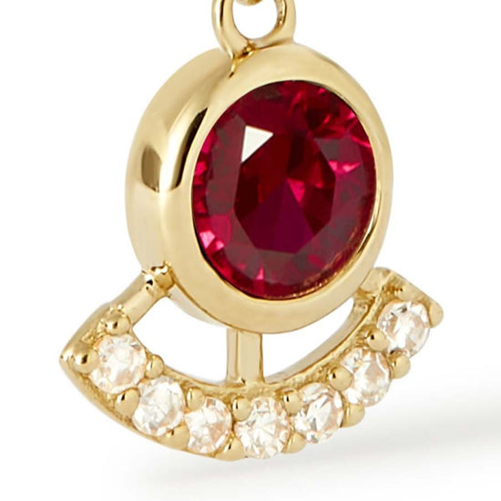 Solid Gold Ruby and Diamond Drop Earrings