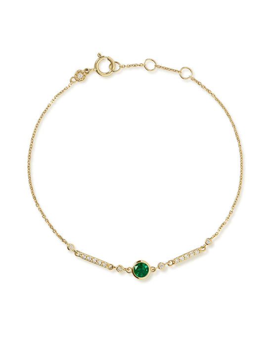 Solid Gold Emerald and Diamond Bracelet