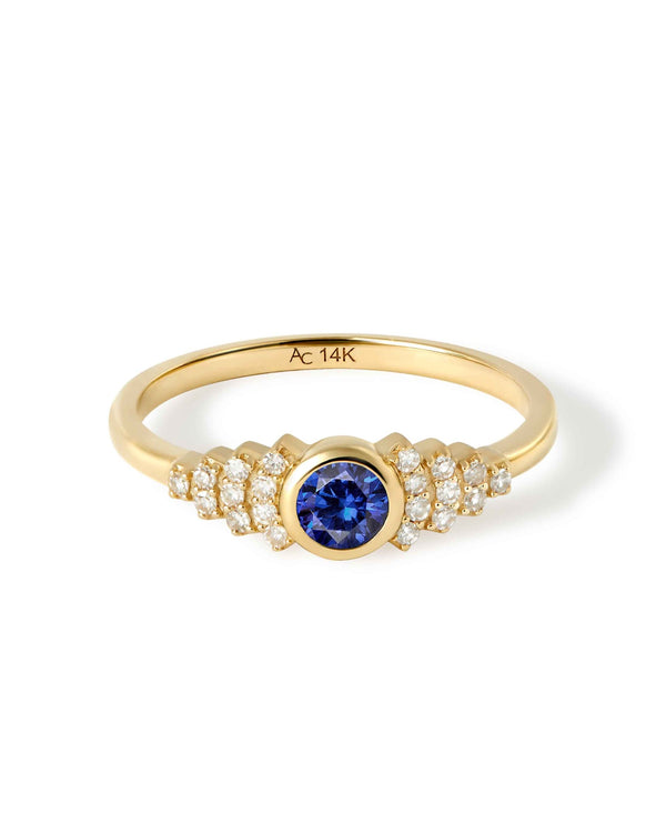 Solid Gold Sapphire and Diamond Ring