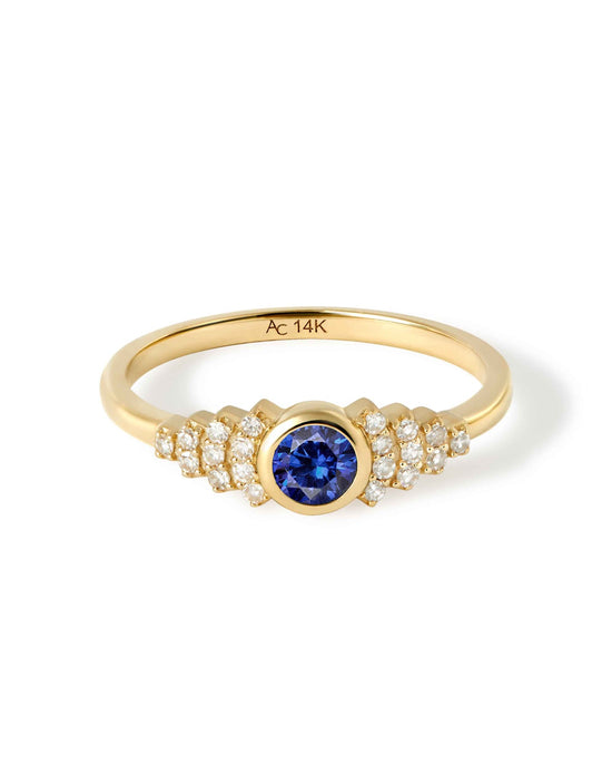 Solid Gold Sapphire and Diamond Ring