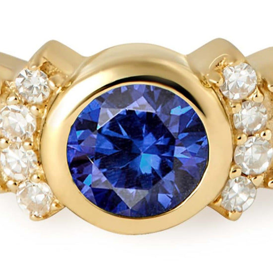 Solid Gold Sapphire and Diamond Ring