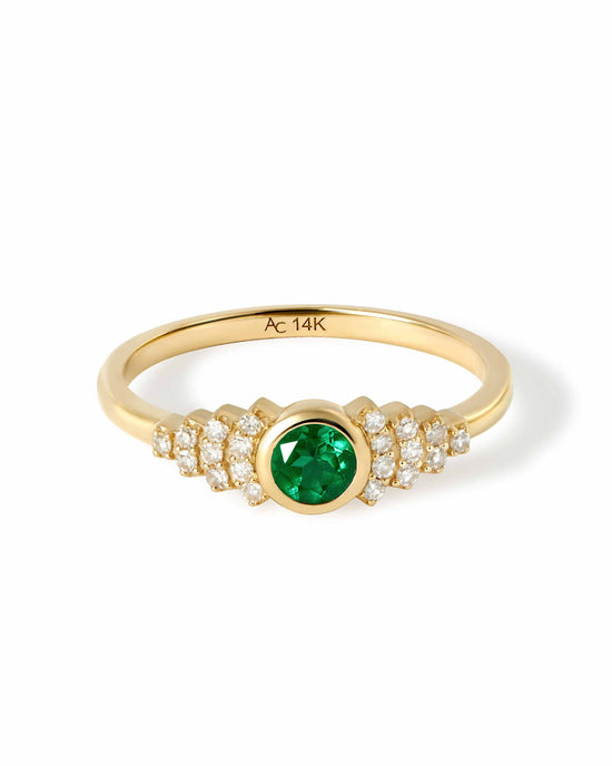 Solid Gold Emerald and Diamond Ring