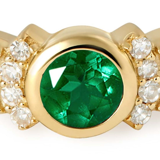 Solid Gold Emerald and Diamond Ring