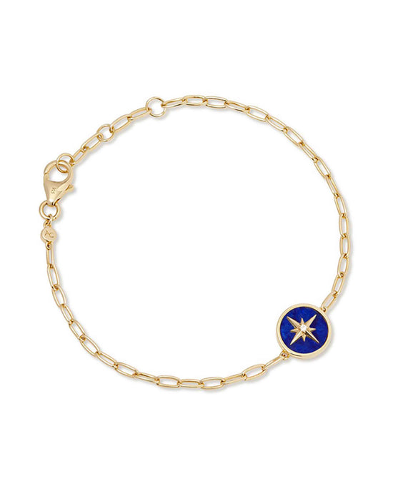 Gold Polaris Lapis Locket Bracelet