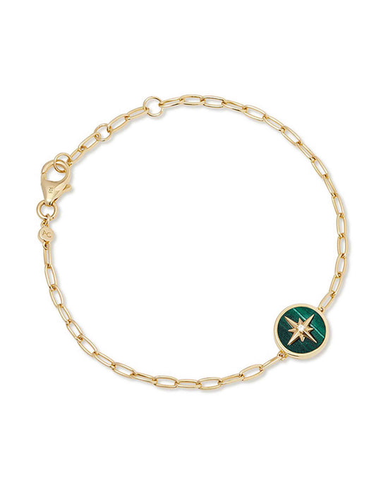 Gold Polaris Malachite Locket Bracelet