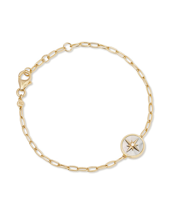 Gold Polaris Mother of Pearl Locket Bracelet