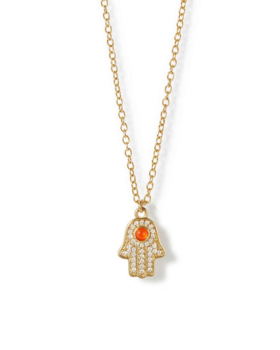 Gold Celestial Hamsa Hand Pendant Necklace