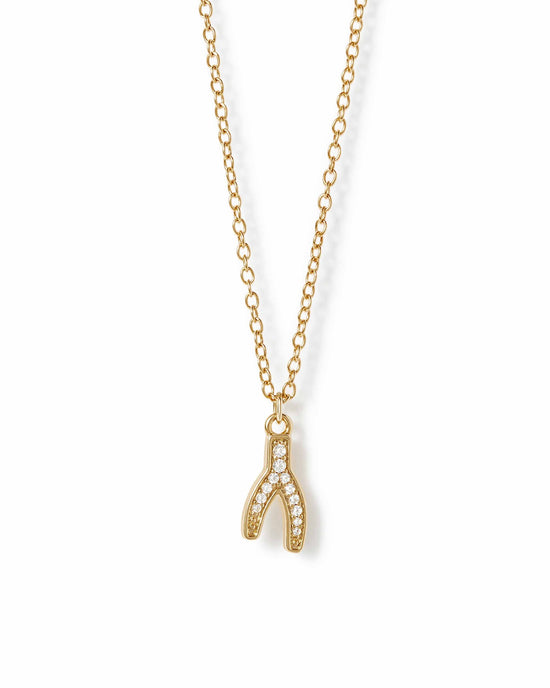 Gold Celestial Wishbone Pendant Necklace