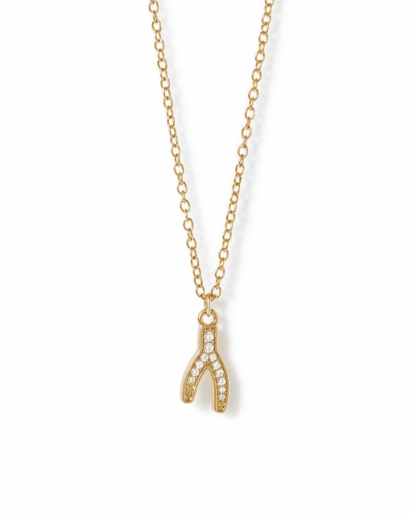 Gold Celestial Wishbone Pendant Necklace