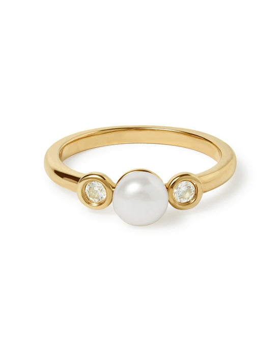 Gold Pearl and Sapphire Ring