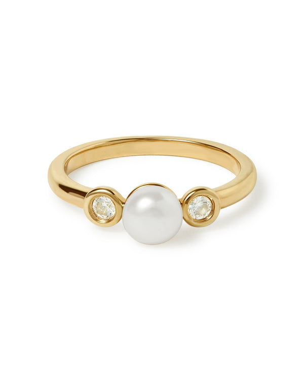 Gold Pearl and Sapphire Ring