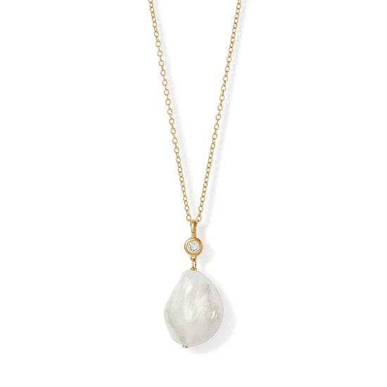 Gold Pearl Drop Necklace
