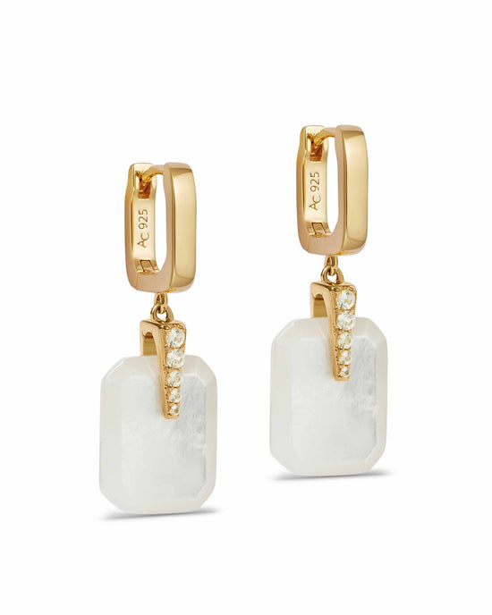 Gold Deco Maxi Mother of Pearl Earrings
