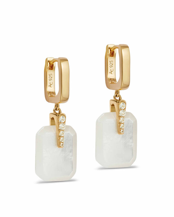 Gold Deco Maxi Mother of Pearl Earrings