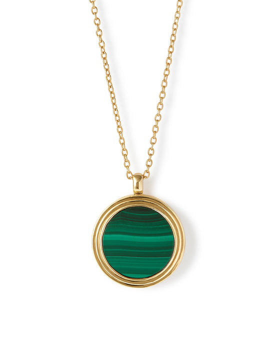 Gold Stilla Malachite Locket Necklace