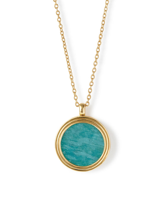 Gold Stilla Amazonite Locket Necklace