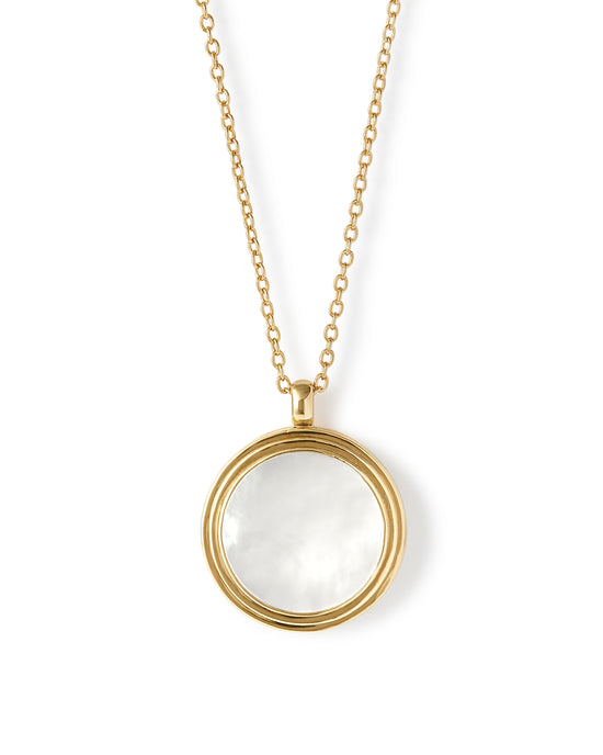 Gold Stilla Mother of Pearl Locket Necklace