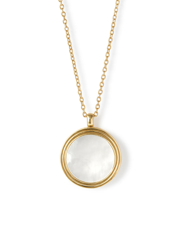 Gold Stilla Mother of Pearl Locket Necklace