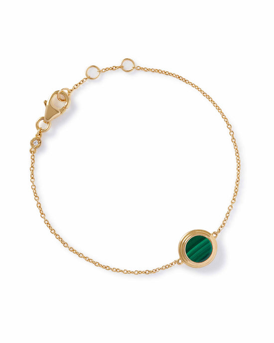 Gold Stilla Malachite Locket Bracelet