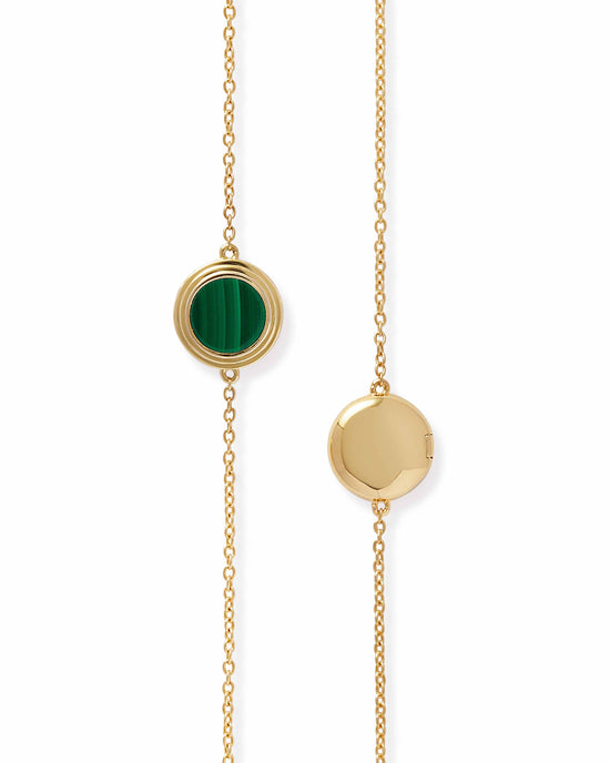Gold Stilla Malachite Locket Bracelet