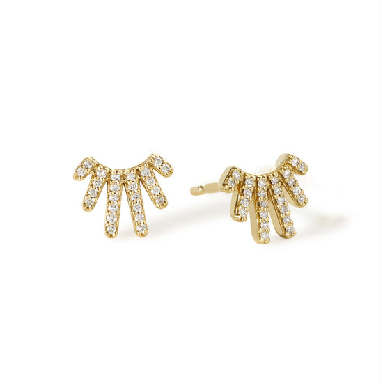 Solid Gold Rising Sun Studs