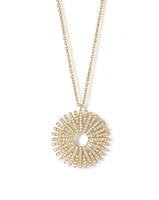 Solid Gold Large Rising Sun Pendant Necklace