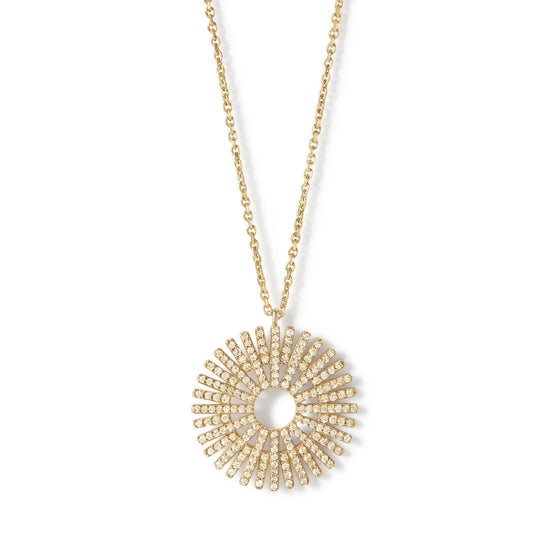 Solid Gold Large Rising Sun Pendant Necklace