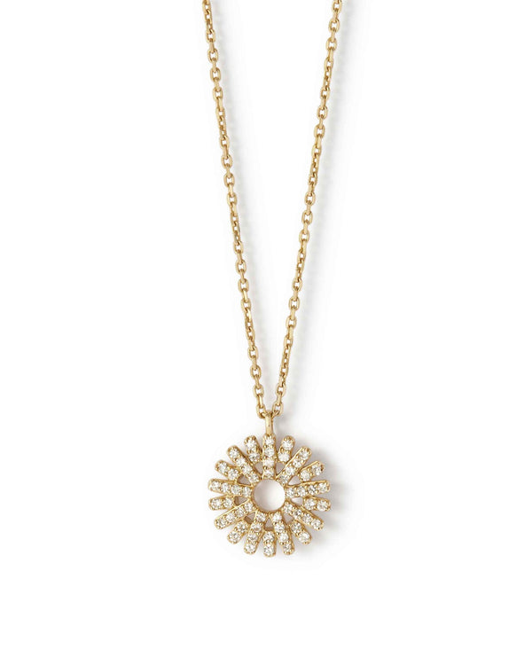 Solid Gold Rising Sun Pendant Necklace
