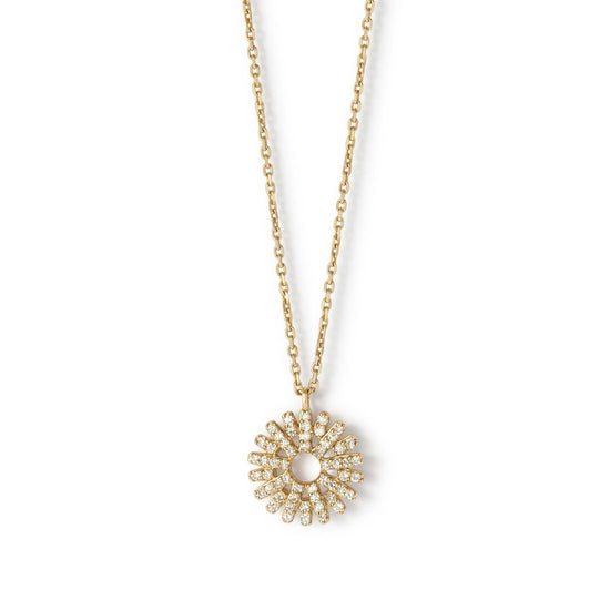 Solid Gold Rising Sun Pendant Necklace