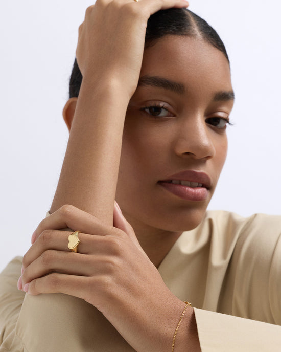 Gold Biography Heart Signet Ring