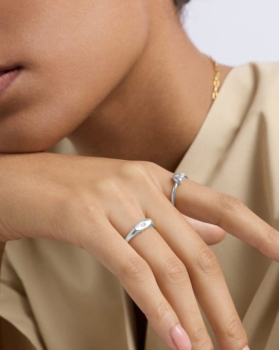 Silver Celestial Orbit Signet Ring