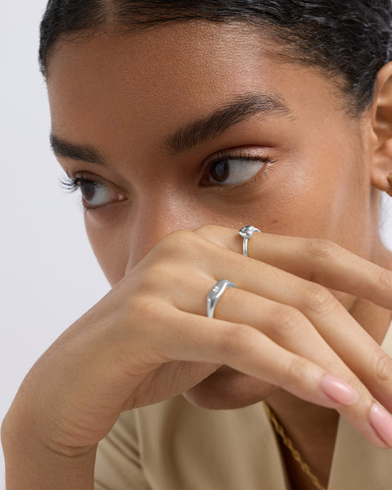 Silver Biography Heart Ring