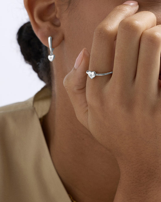 Silver Biography Heart Ring