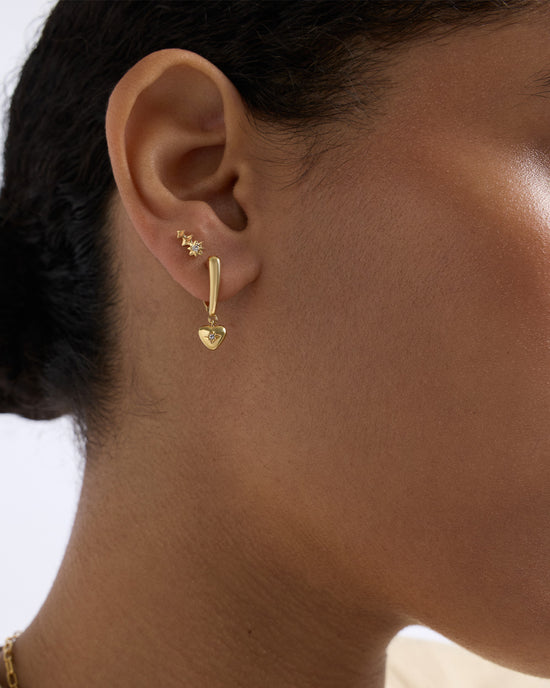 Gold Biography Heart Hoop Drop Earrings