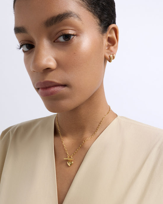 Gold Biography Heart T-Bar Necklace