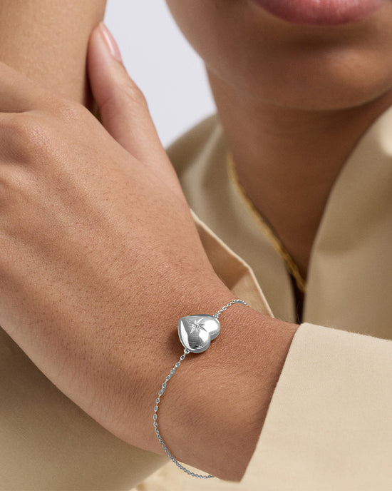 Silver Biography Heart Locket Bracelet